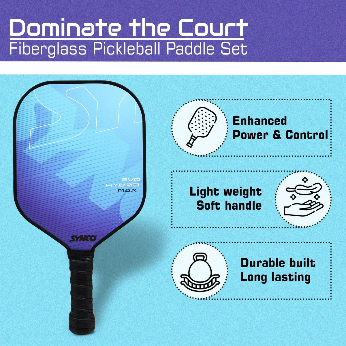 Fiberglass pickleball paddle set