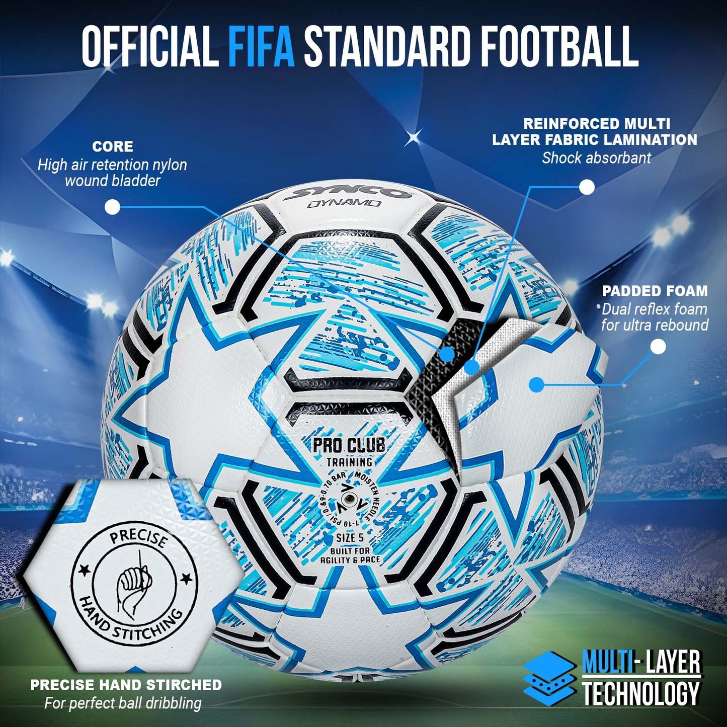 FIFA Quality Pro Football- Dynamo Football Size-5 | Synco