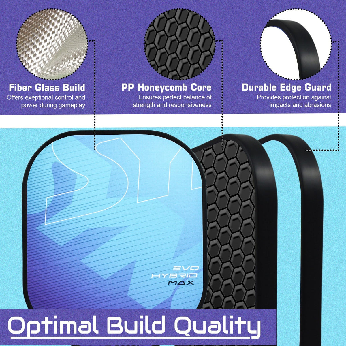 Fiberglass pickleball paddle set